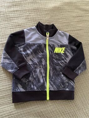 Nike Infant Zip Hoodie in Black, Gray & Neon Green